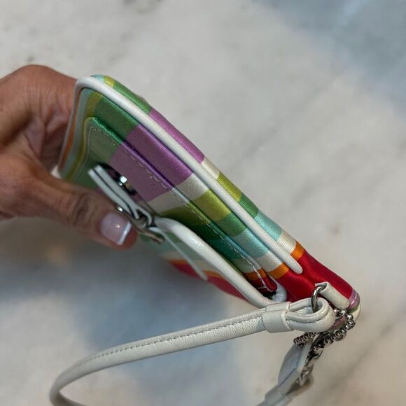 Coach Hampton Multi Color Striped Pouch Clutch Wristlet - Picture 15 of 16